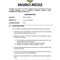 Office Manager within the Eastern Caribbean Supreme Court, Headquarters, Castries, Saint Lucia